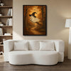 Vintage Ghost Witch Hat Broom Fall Forest Halloween Framed Wall Art Print