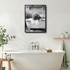 Black And White Highland Cow With Glasses In Bubble Bathtub Canvas Wall Art Funny Farmhouse Bathroom Wall Decor