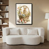 Watercolor Bunny Easter Basket Floral Canvas Wall Art