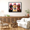 Patriotic Three Labrador Retrievers Canvas Wall Art, 4th of July USA Hat Bandana Dog Canvas Print, Red White Blue Independence Day Farmhouse Decor