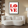 Valentine LOVE Red Lips Canvas Wall Art, Glossy 3D Style Red Letter & Lip Print Framed Canvas Print, Modern Romantic Bedroom Wall Decor