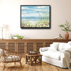 Wildflower Beach Dunes Ocean Canvas Print, Coastal Sailboat Horizontal Wall Art