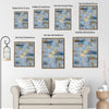 2 Piece Modern Soft Blue Gold Leaf Abstract Canvas Prints Thick Texture Coastal Contemporary Luxury Wall Art