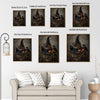 Vintage Witch Hat Raven Pumpkin Gothic Halloween Framed Wall Art Print