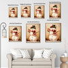 Vintage Snowman Gift Box Framed Wall Art Oil Painting Christmas Winter Print