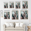 Funny Easter Bunny Toilet Newspaper Canvas Wall Art Easter Holiday Bathroom Decor