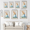 Bunny Leaning on Blue Easter Egg Forget-Me-Not Flowers Canvas Wall Art