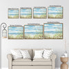 Wildflower Beach Dunes Ocean Canvas Print, Coastal Sailboat Horizontal Wall Art