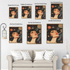 Retro Cosmic Pin Up Woman Canvas Print, Vintage Galaxy Planet Red Lips Surreal Pop Wall Art