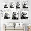 Funny Teddy Bear Wine Urinal Canvas Wall Art Black White Masculine Bathroom Decor