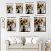 Rustic Sunflower Dark Pitcher Canvas Wall Art, Distressed White Weathered Wood Floral Still Life Vertical Print, Farmhouse Neutral Country Sunflower Wall Decor