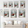 Red Truck Snowman Cardinal Bird Framed Canvas Wall Art, Country Christmas Decor