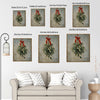 Vintage Mistletoe Red Bow Framed Wall Art Oil Painting Farmhouse Christmas Print