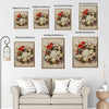 Vintage Red Carnation White Rose Flower Wreath Canvas Wall Art