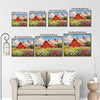 Red Barn American Flag Wildflower Field Canvas Wall Art, Farmhouse Country Lavender Poppy Daisy Landscape Canvas Print, Patriotic Rustic Farm Decor