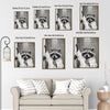 Black And White Raccoon In Bathrobe Opening Bathroom Door Canvas Wall Art Funny Modern Bathroom Wall Decor