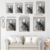 Black White Tabby Cat With Toilet Paper Roll On Head Canvas Wall Art Funny Animal Bathroom Wall Decor For Cat Lovers