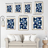 Set of 3 Navy Blue Abstract Geometric Semicircle Line Framed Wall Art Prints