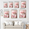 Valentine Pink Floral Perfume Bottle Canvas Wall Art, Soft Pink Rose Peony Vase Still Life Framed Canvas Print, Romantic Coquette Bedroom Vanity Wall Decor