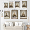 Glowing Snowy Christmas Tree Framed Wall Art Neutral Vintage Farmhouse Holiday Print