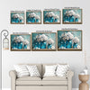 Teal Blue Glass Mason Jars White Daisy Hydrangea Canvas Wall Art, Faith Hope Love Floral Still Life Horizontal Print, Farmhouse Rustic Country Flower Wall Decor