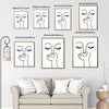 Abstract One Line Art Pinching Nose Face Canvas Wall Art Minimalist Funny Bathroom Wall Decor