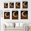 Antique Botanical Crescent Moon Canvas Wall Art Boho Celestial Home Decor