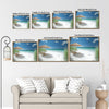 Tropical White Sand Beach Seagull Canvas Print, Turquoise Ocean Coastal Horizontal Wall Art