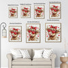 Cute Highland Cow With Heart Sunglasses Wall Art, Red Bow Lollipop Canvas Print, Fun Cow Lover Home Decor