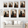 Gothic Witch Black Cat Pumpkin Canvas Print, Vintage Autumn Forest Halloween Wall Art