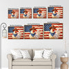 Rustic Cowboy Rooster American Flag Canvas Wall Art, Patriotic Farm Chicken Country Farmhouse Canvas Painting