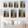 Book Stack Christmas Tree Framed Wall Art Vintage Oil Painting Holiday Print