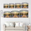 Beach Dunes Sunset Footprints Canvas Print, Coastal Seaside Horizontal Wall Art