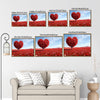 Valentine Red Heart‑Shaped Tree Canvas Wall Art, Romantic Heart Tree in Red Wildflower Field Framed Canvas Print, Love Theme Living Room Bedroom Wall Decor