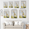 Grey Bunny Holding Yellow Polka Dot Easter Egg Meadow Canvas Wall Art