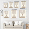 Set of 3 Neutral Boho Arch Geometric Canvas Prints, Mid Century Vertical Wall Art