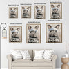 Happy Easter Grey Bunny Blue Floral Crown Canvas Wall Art