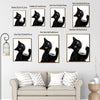 Funny Black Cat Holding Toilet Paper Roll Wall Art, Black and White Cat Bathroom Canvas Print, Quirky Pet Restroom Wall Decor