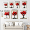Valentine Red Heart Tree Canvas Wall Art, Ink Style Love Heart Tree Framed Canvas Print, Romantic Modern Bedroom Couple Wall Decor