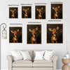 Cute Rudolph Reindeer Framed Wall Art Vintage Oil Painting Christmas Holiday Print