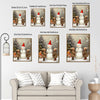 Kids & Snowman Framed Wall Art Vintage Oil Painting Christmas Print