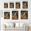 Brown Rabbit Strawberry Basket White Floral Vintage Canvas Wall Art