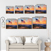 Patriotic USA Flag Firework Sunset Mountain View Canvas Wall Art, Independence Day Framed Artwork Living Room Decor