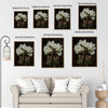 Black Woman With White Peony Flowers Canvas Wall Art, Elegant African American Woman Floral Portrait Painting, Dark Moody Botanical Lady Wall Decor