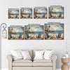 Vintage Lighthouse Beach Sea Turtle Canvas Print, Coastal Sunset Horizontal Wall Art