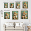 Cute Orange Cat Brushing Teeth Canvas Wall Art Kids Bathroom Cat Decor