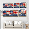 Patriotic Navy Warship American Flag Canvas Wall Art, US Destroyer Battleship Ocean Military Canvas Painting