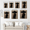 Moody Fashion Portrait Canvas Poster, Chic Woman From Behind With Oversized Black Hat Artwork for Vanity Room Gallery Wall Decor