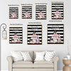 Fashion Pink Perfume Books Canvas Wall Art, Black White Stripe Inspirational Quote Beauty Vertical Print, Glam Women Bedroom Makeup Room Wall Decor