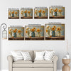 Sunflower Wildflower Mason Jar Canvas Wall Art, Three Glass Jars Floral Still Life Horizontal Print, Farmhouse Rustic Country Sunflower Wall Decor